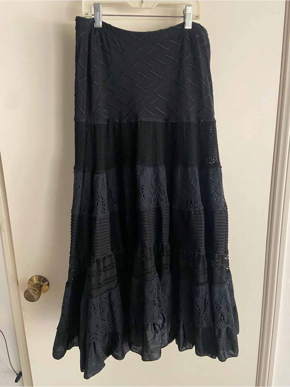 Black Tiered Lace Maxi Skirt